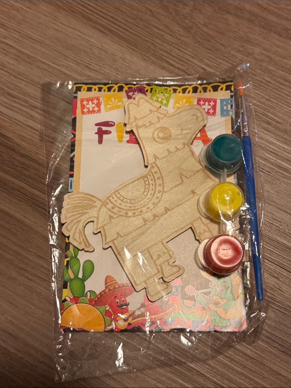 Wooden Piñata Paint Kit with Paints and Brush